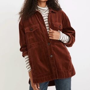 Madewell Corduroy Yorkway Shirt Jacket Size XL- Color Stained Mahogany. Buttons